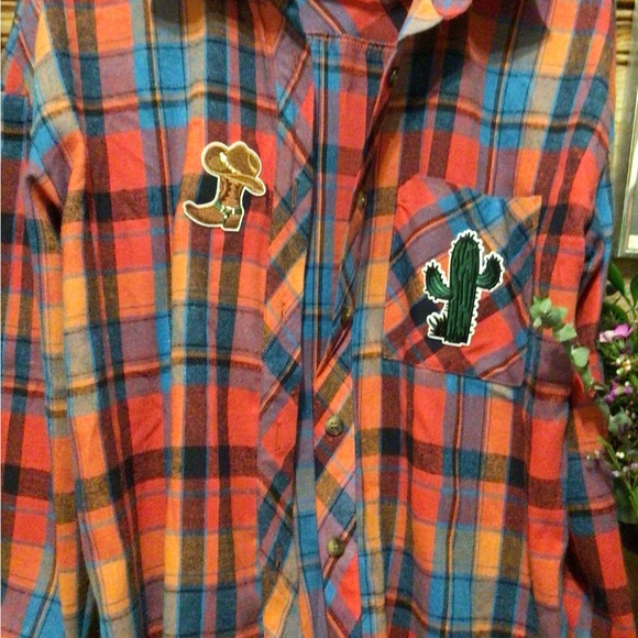 Host pick ! SALE Upcycled Lynyrd Skynyrd Plaid Flannel Shirt - Picture 5 of 6